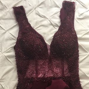 Gorgeous Burgundy Prom Dress w Swarovski crystals